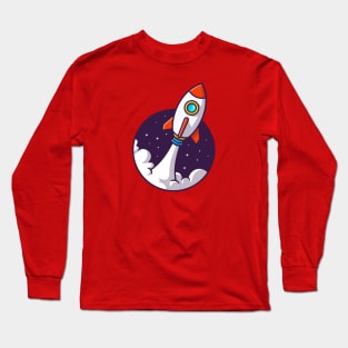 Rocket Launching Cartoon Long Sleeve T-Shirt